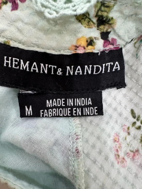 Anthropologie Hemant & Nandita Amour Floral Lace Blouse Top Mint Green Medium - Picture 13 of 15